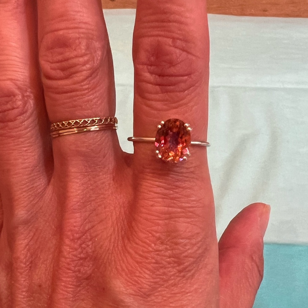 Carrie Elizabeth Sterling Silver Exotic Topaz Ring Sterling Silver Large Sz 8.5 - Picture 8 of 9